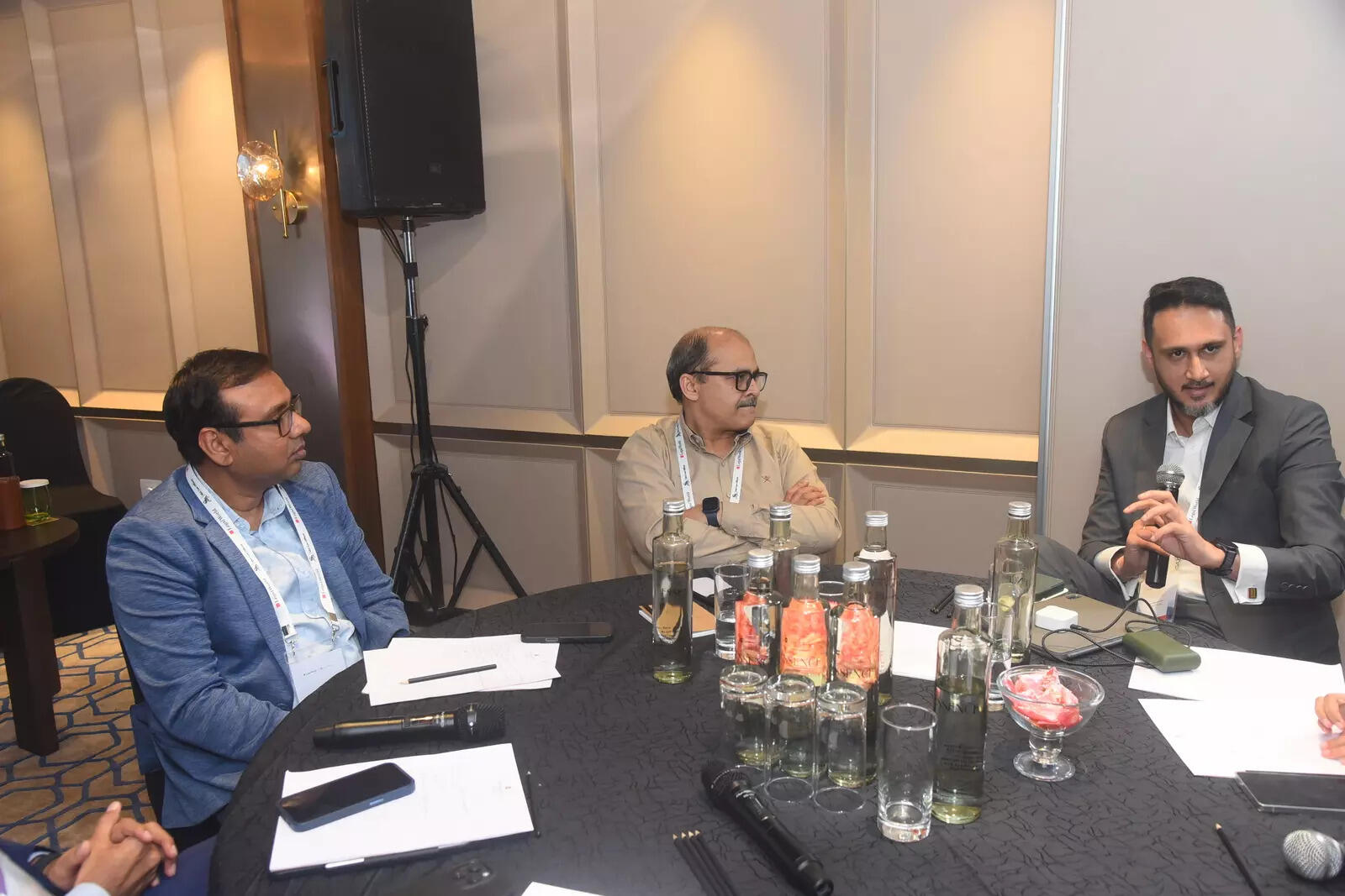 <p>Amit Maheshwari, Executive Vice President & General Counsel, ACME Solar Holdings; Rajiv Choubey, Group General Counsel, Dalmia Bharat Limited; Omkar Prasad, CFO, Schneider Electric Infrastructure Ltd. <em>[From Left to Right]</em></p>