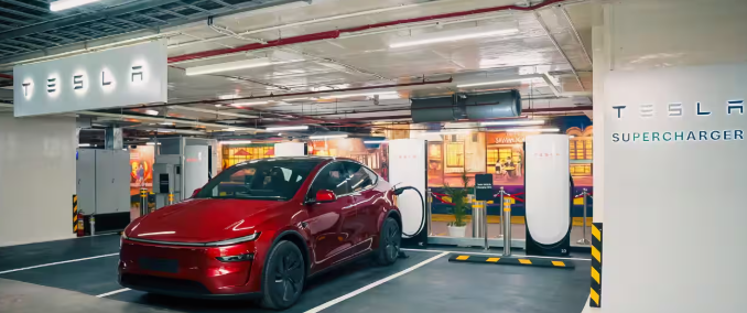 

<p>Tesla’s total charging network in India now includes four locations across Gurugram, Delhi, Mumbai and Navi Mumbai, with a combined mix of fast and destination charging points.</p>
<p>“/><figcaption class=