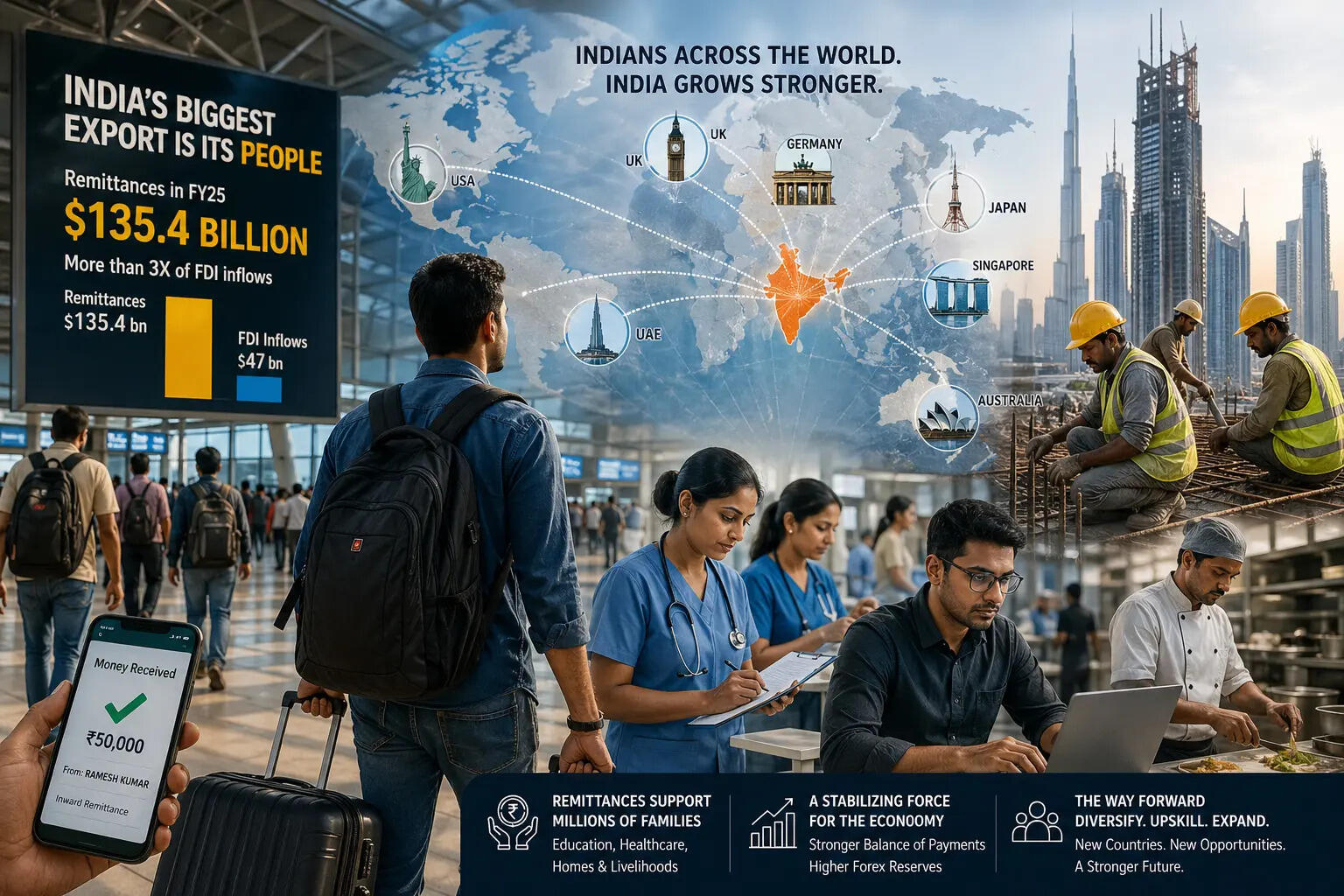 <p>Indian professionals working overseas have become a major pillar of India’s economy, sending home remittances that exceeded FDI inflows in FY25.</p>