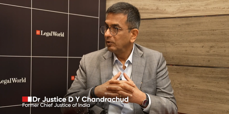 <p>Former Chief Justice of India DY Chandrachud speaks with Manashvi Tripathi, Correspondent, ETLegalWorld, during the 3rd Global Legal Convention & Awards, 2026 in Mumbai.</p>
