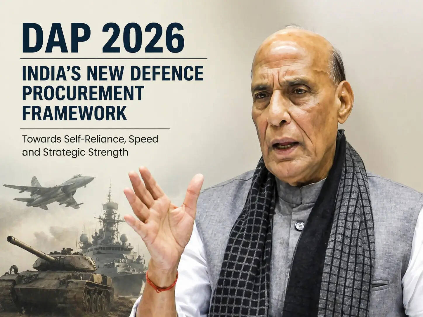 <p>Defence Minister Rajnath Singh’s proposed DAP 2026 framework aims to reduce India’s reliance on foreign military imports.</p>