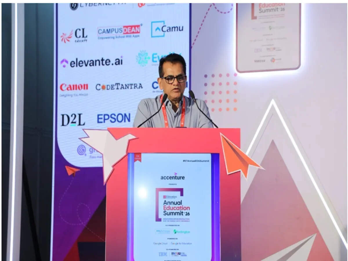 Amitabh Kant addresses ETEducation Annual Education Summit 2026 in New Delhi.