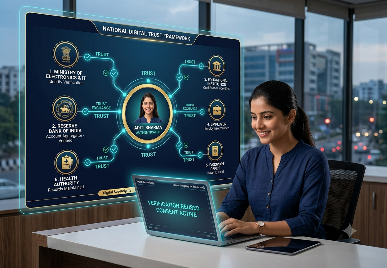 <p>Moving from a paper-age mindset to a digital reality: India’s next big leap isn’t building another database, but establishing a National Digital Trust Framework where verified institutional assertions can securely travel.</p>