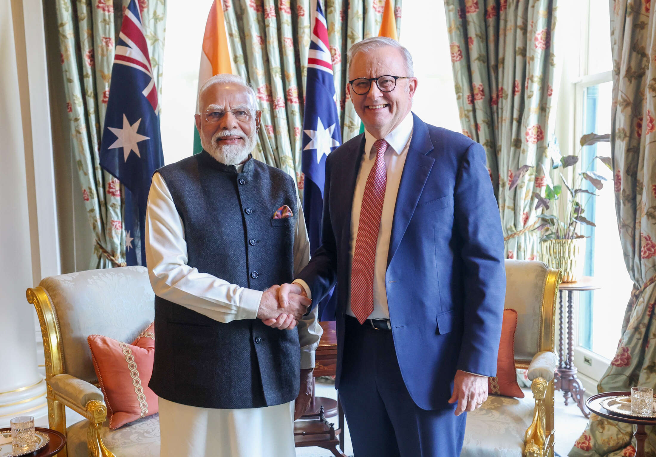 <p>July 09: PM Narendra Modi with Prime Minister of Australia Anthony Albanese at the Government House in Melbourne, Australia</p>