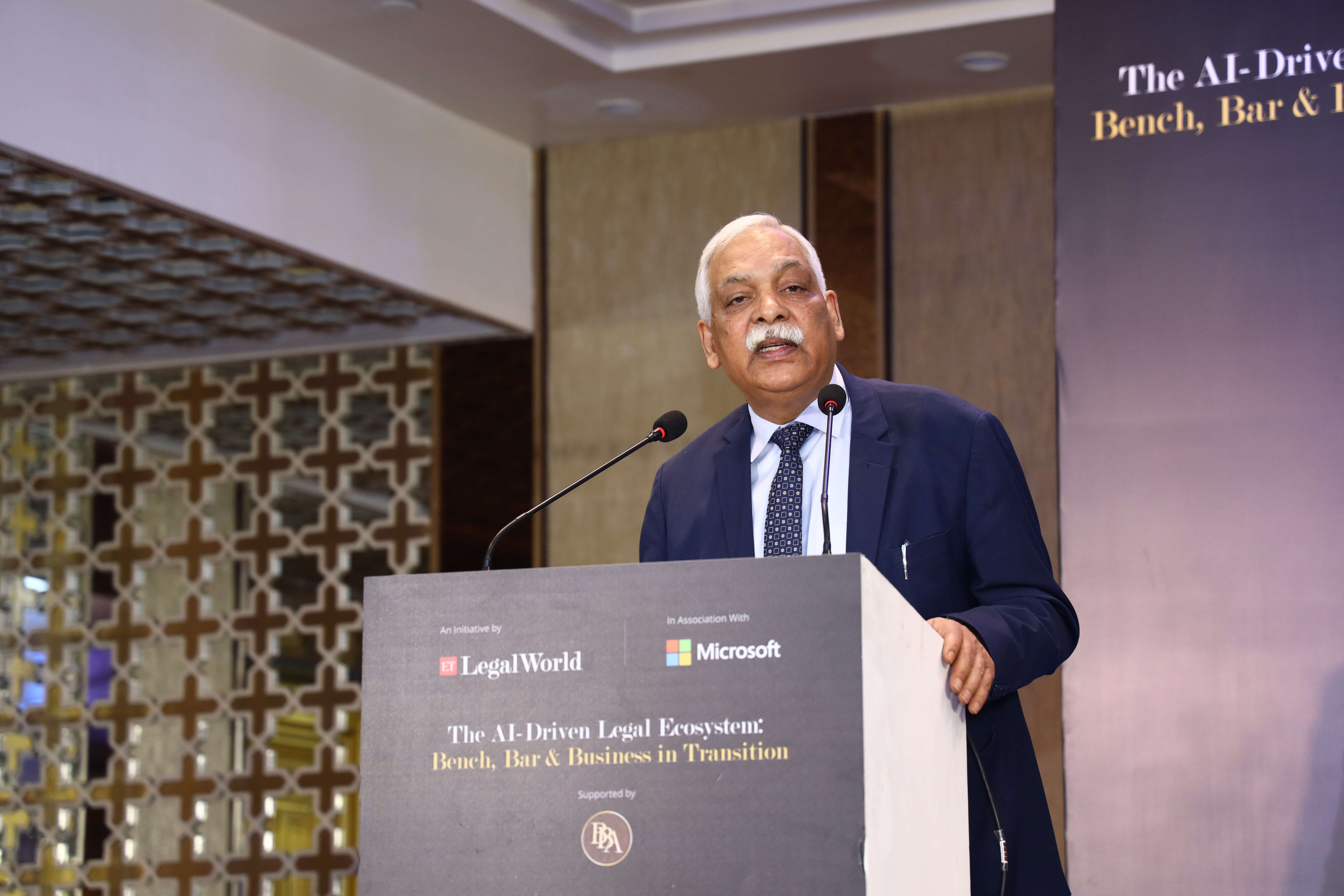 <p>Delhi High Court Chief Justice Devendra Kumar Upadhyaya addressing the presidential valedictory at The AI-Driven Legal Ecosystem: Bench, Bar & Business in Transition, organised by ETLegalWorld in association with Microsoft and supported by the Bombay Bar Association.</p>