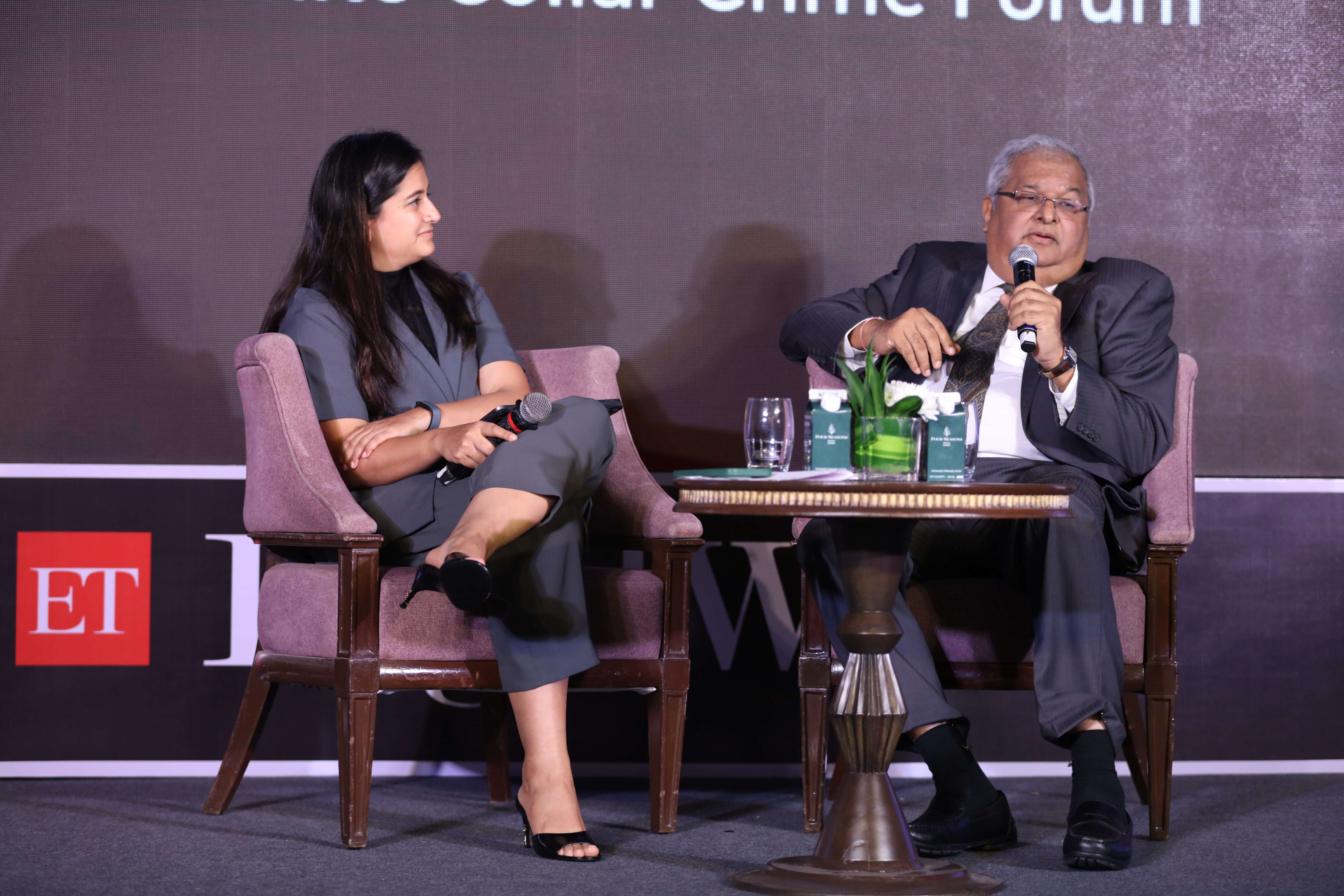 <p>Senior Advocate Amit Desai [Right] in conversation with Chitra Rentala, Partner at Trilegal [Left]</p>