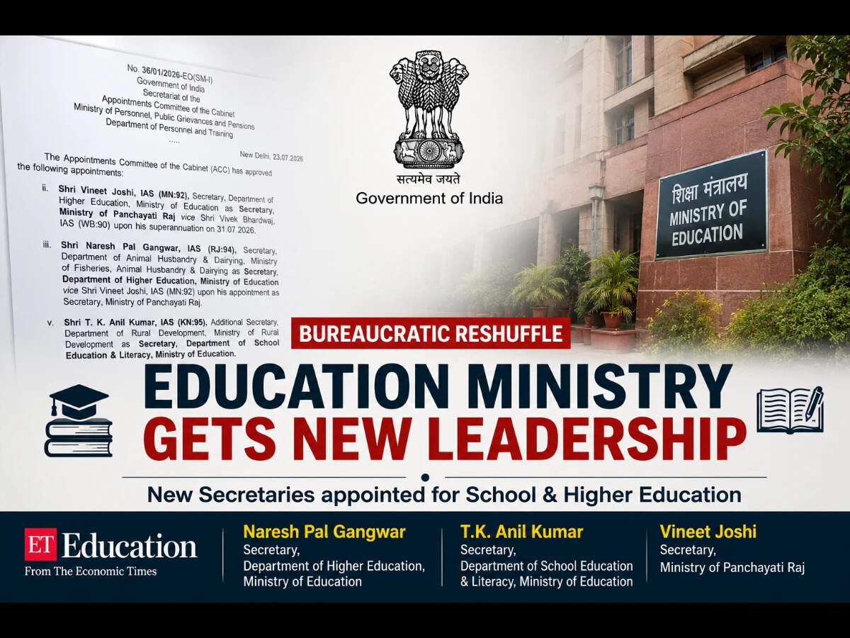 The Centre has reshuffled the Ministry of Educations top bureaucracy, appointing new secretaries for the higher and school education departments.