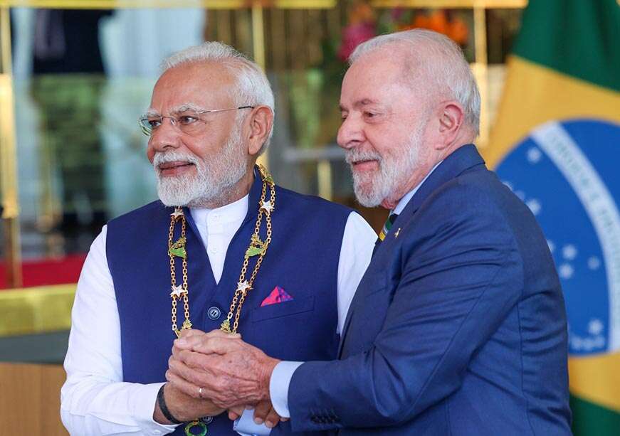Prime Minister Narendra Modi with Brazilian President Luiz Inácio Lula da Silva – India and Brazil are deepening cooperation in critical minerals, energy, mining and strategic supply chains.