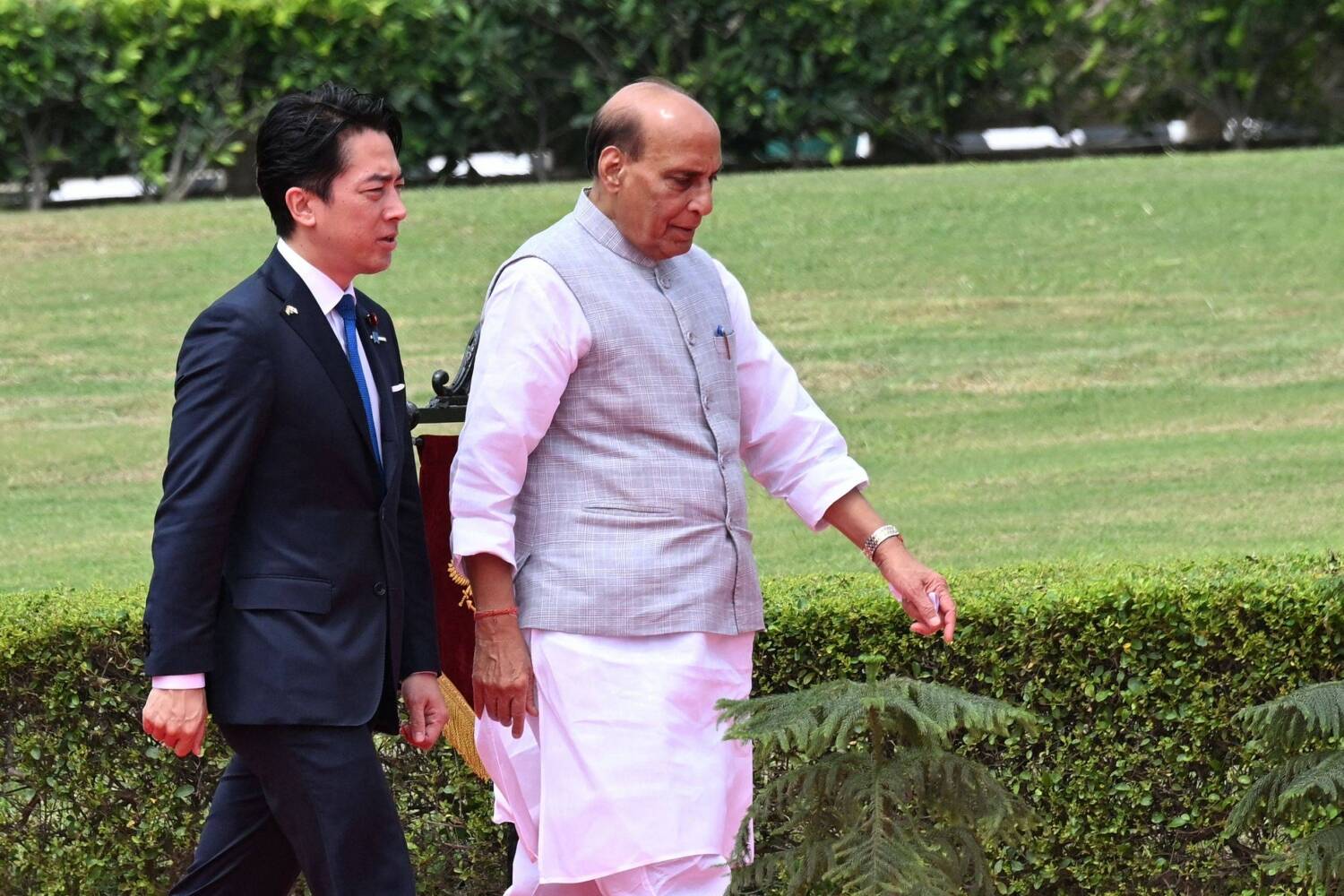 Indian defence minister Rajnath Singh, Japan Defence minister Shinjiro Koizumi in New Delhi