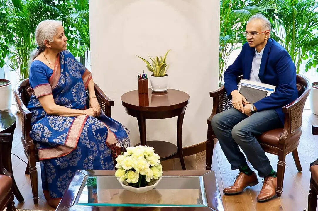 National Payments Corporation of India (NPCI) MD and CEO Dilip Asbe with Union Finance Minister Nirmala Sitharaman