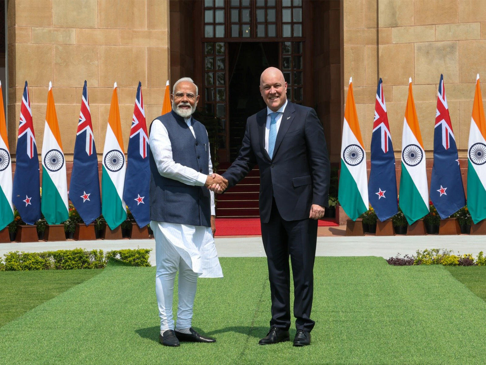 Prime Minister Narendra Modi with New Zealand Prime Minister Christopher Luxon. The India–New Zealand FTA, effective October 20, 2026, marks a new chapter in bilateral trade and economic cooperation.