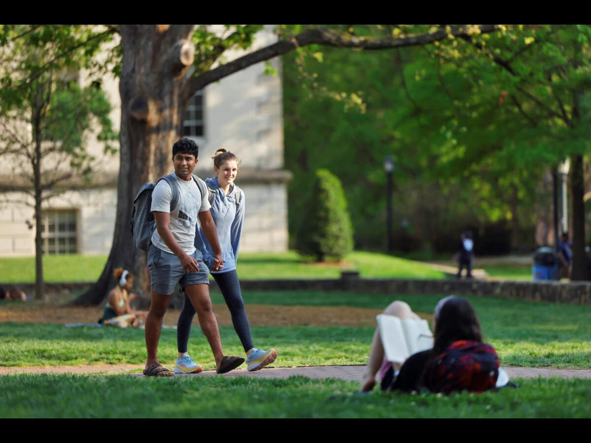 Members of the University of North Carolina’s diverse student body make their way through campus, in Chapel Hill, North Carolina, U.S..