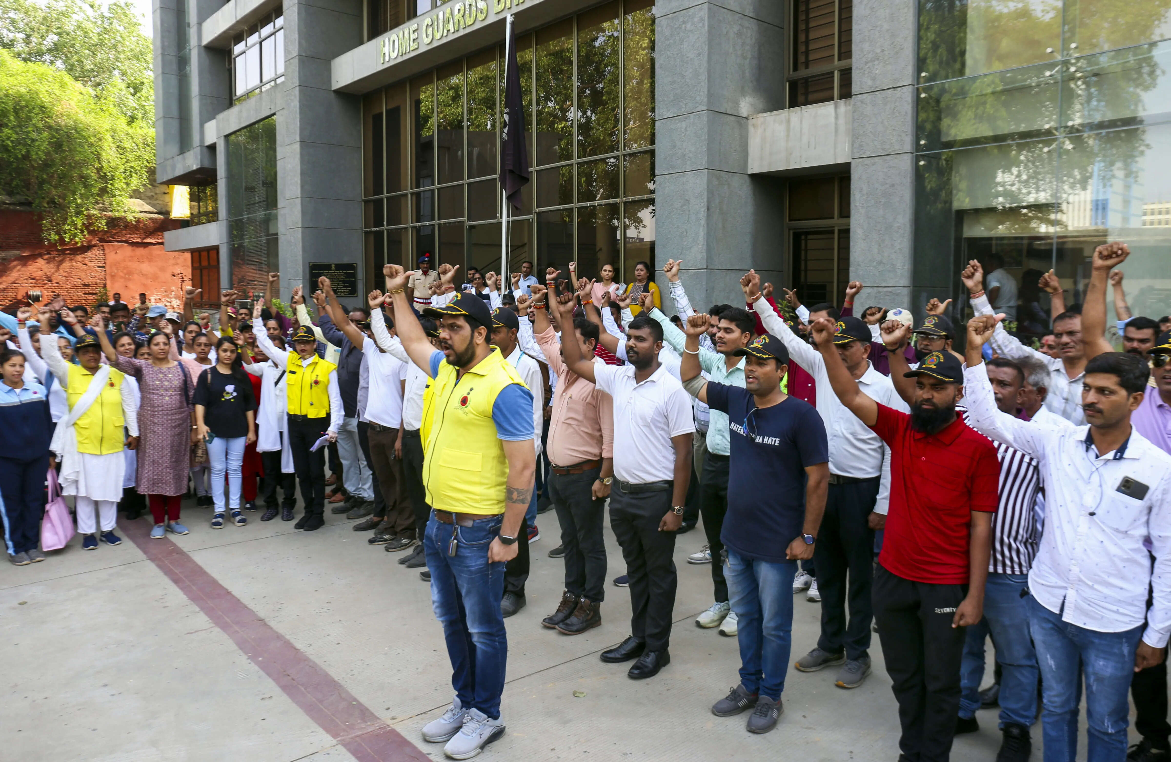 Ahmedabad: Civil Defence personnel and volunteers prepare the nationwide drill