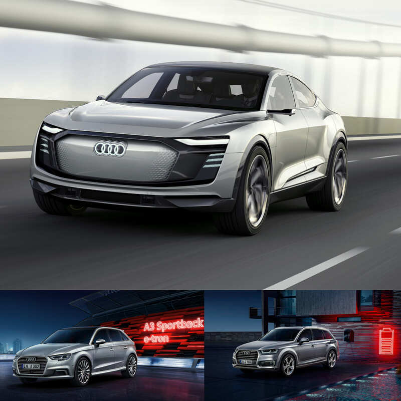 Audi: e-tron concept; A3 Sportback e-tron; Q7 e-tron