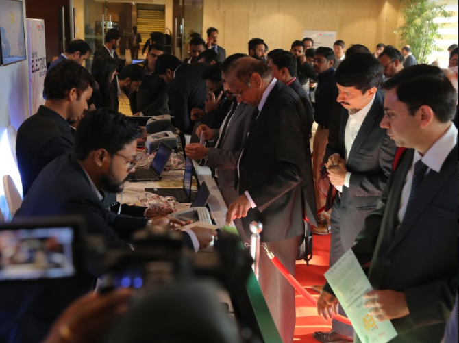 Delegates at the registration counter