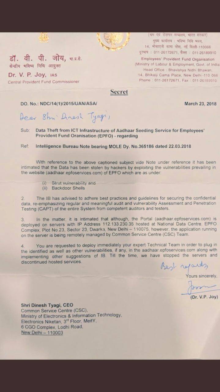 Data leaks from EPFO, Aadhaar details disclosed again