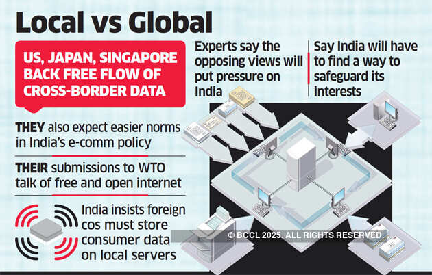 US, Japan & Singapore propose free flow of data, oppose server localisation