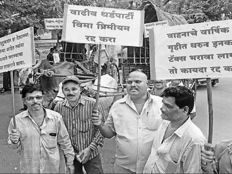 Fuel price hike: Transporters protest against rising petrol, diesel prices in Maha