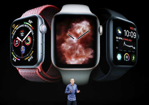 Jeff Williams, Apple's chief operating officer, speaks about the Apple Watch Series 4 at the Steve Jobs Theater during an event to announce new Apple products Wednesday, Sept. 12, 2018, in Cupertino, Calif.Photo/Marcio Jose Sanchez)