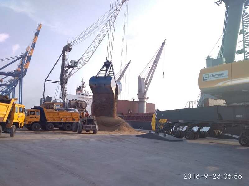 First consignment of river sand imported by Tamil Nadu arrives at Ennore port