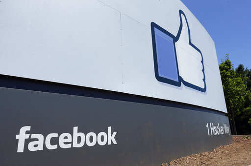 FILE - This July 16, 2013 file photo shows a sign at Facebook headquarters in Menlo Park, Calif. Facebook and other social platforms have been waging a fight against online misinformation and hate speech for two years. With the U.S. midterm elections coming soon on Tuesday, Nov. 6, 2018, there are signs that they're making some headway, although they're still a long way from winning the war.Photo/Ben Margot, File)
