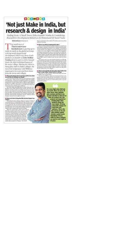 Not just Make in India, it should be research & design in India: Zoho's Sridhar Vembu