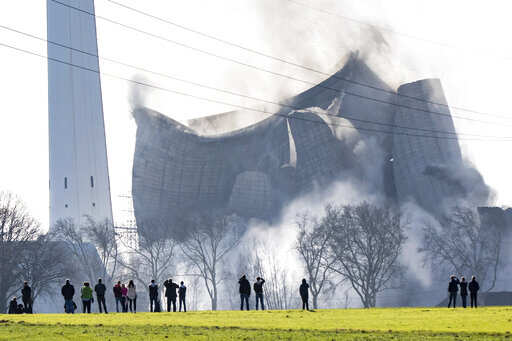 Former coal-fired power plant is demolished in Germany