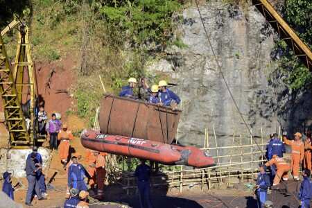 Indian Navy personnel come out of a coal mine during a rescue operation in Ksan, in Meghalaya, December 31, 2018. REUTERS/Anuwar Hazarika/Files