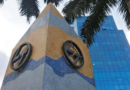 A logo of Larsen and Toubro (L&T) is pictured outside its Corporate office in Mumbai, India May 25, 2016. REUTERS/Shailesh Andrade