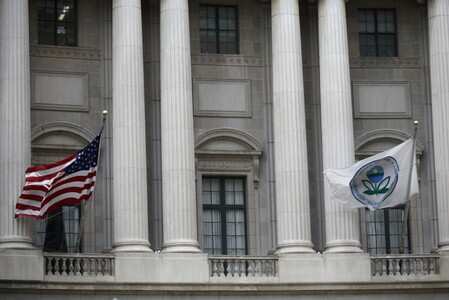 Flags fly outside the U.S. Environmental Protection Agency (EPA) at EPA headquarters in Washington, U.S. REUTERS/Ting Shen/File Photo