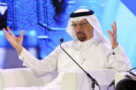 Saudi Minister of Energy Khalid al-Falih speaks. REUTERS
