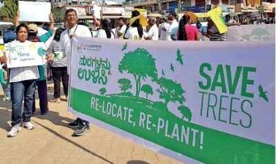 Members of Voice of Sarjapura raised ₹1 lakh via crowdfunding to translocate a large Banyan tree that was to be chopped