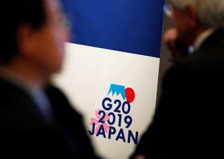 The logo of G20 Summit and Ministerial Meetings. REUTERS