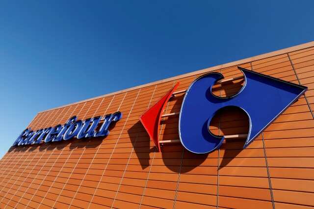 A Carrefour logo is seen on a Carrefour Hypermarket store in Toulouse, France, March 20, 2019. REUTERS/Regis Duvignau/File Photo