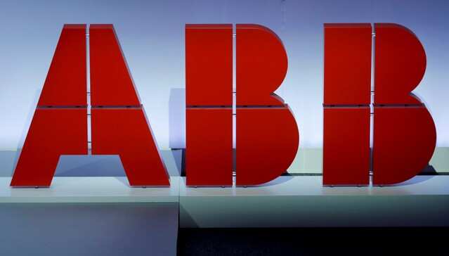 The logo of Swiss power technology and automation group ABB is seen in Zurich, Switzerland February 28, 2019. REUTERS/Arnd Wiegmann/File Photo