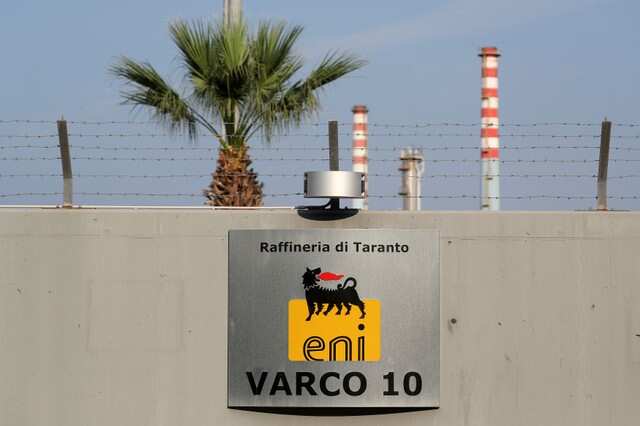 An entrance of the oil refinery of Eni is seen in Taranto, southern Italy, September 21, 2018. REUTERS/Alessandro Bianchi/File Photo