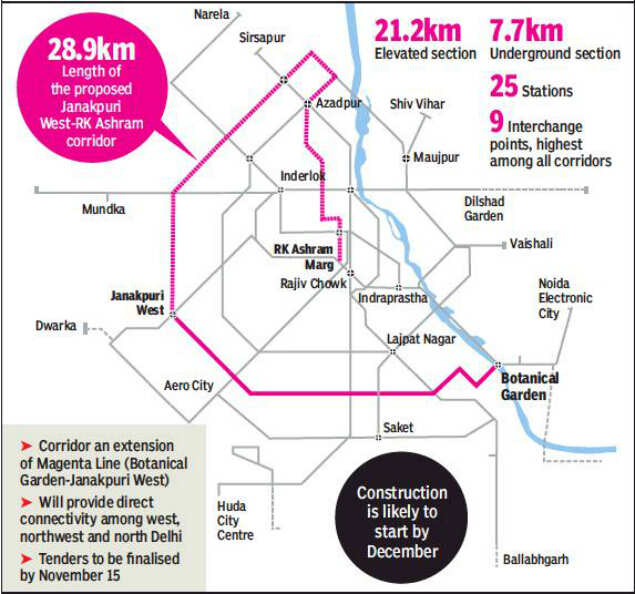 Metro 4th Phase Route Map Construction Work Of Delhi Metro Phase-Iv To Start In December