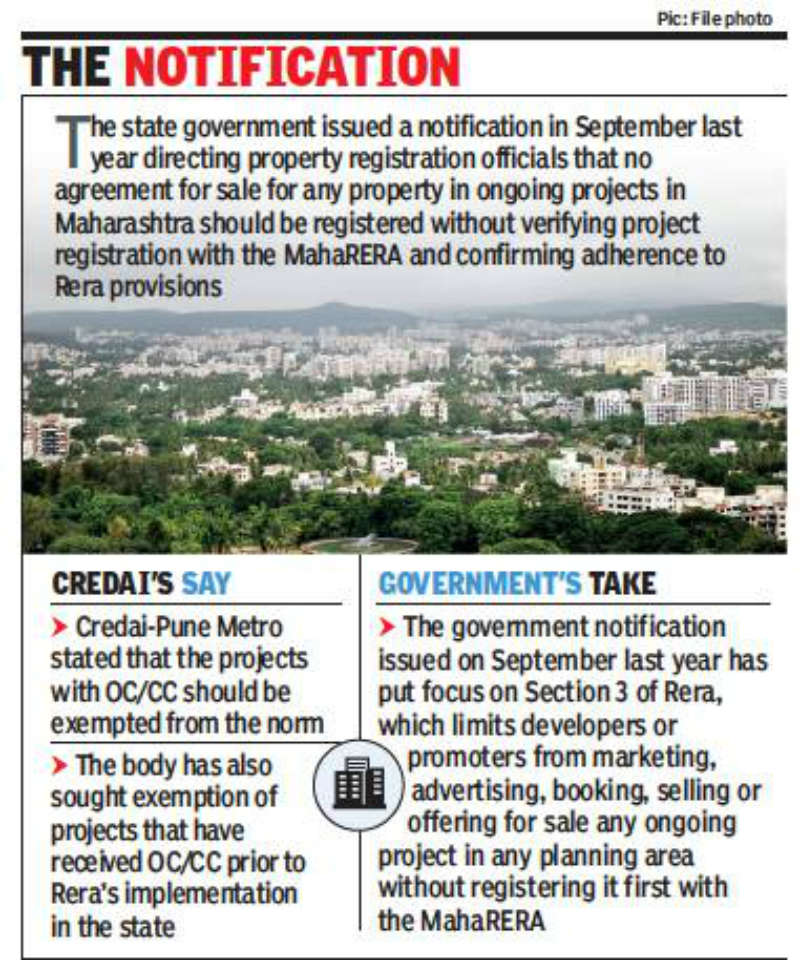Maharashtra government's guidance sought for registering projects with OC