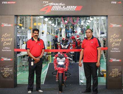 Launched in 2005, the TVS Apache series is the fastest-growing premium motorcycle brand in the country, TVS said. 
