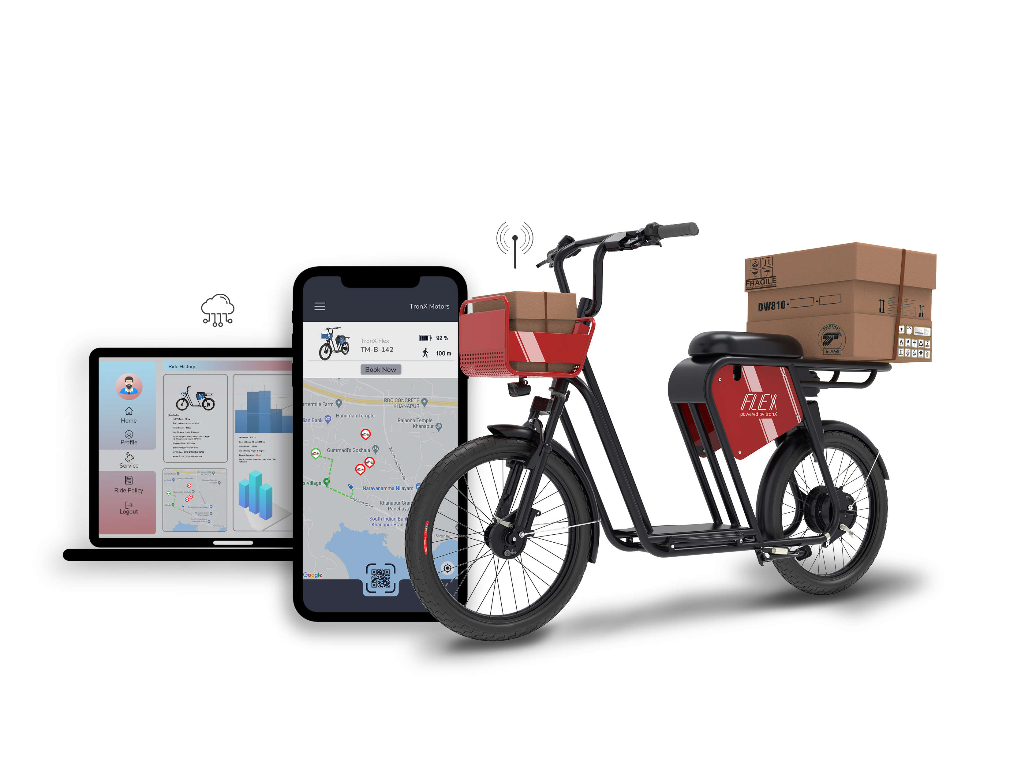 tbike flex is powered by tronX™, the native AIOT platform that enables several smart and intelligent features for fleet owners, riders and last-mile delivery operators.