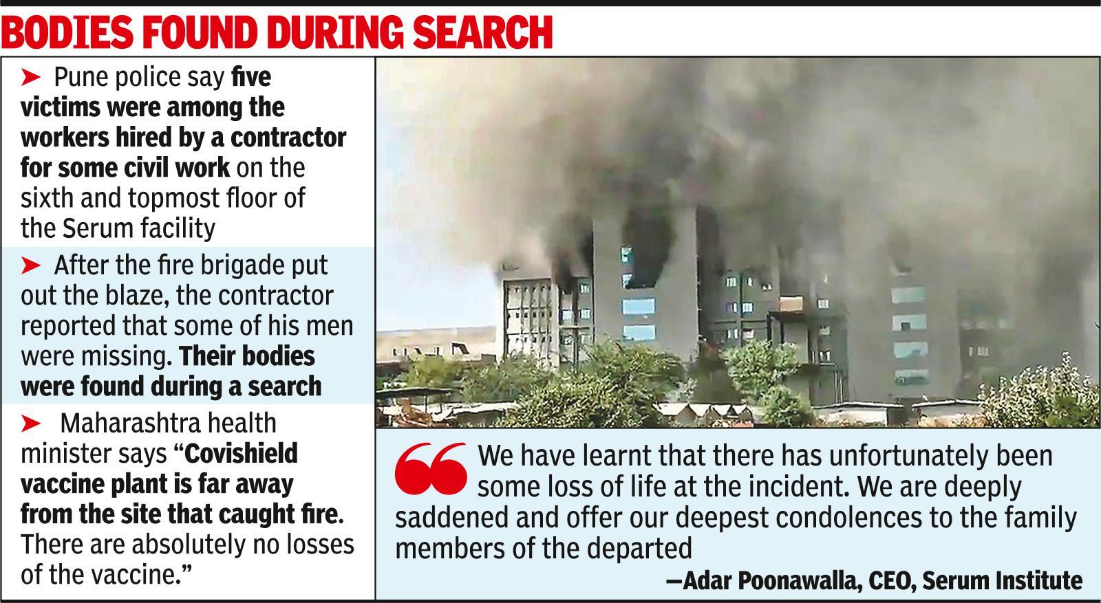 5 die in fire at Serum plant, Covishield prodn unaffected