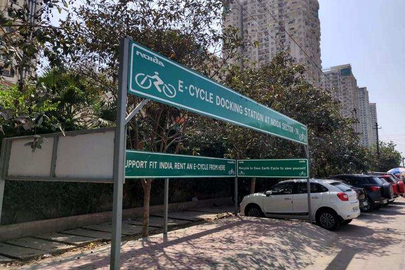 Noida has set up half a dozen docking stations for e-cycles
