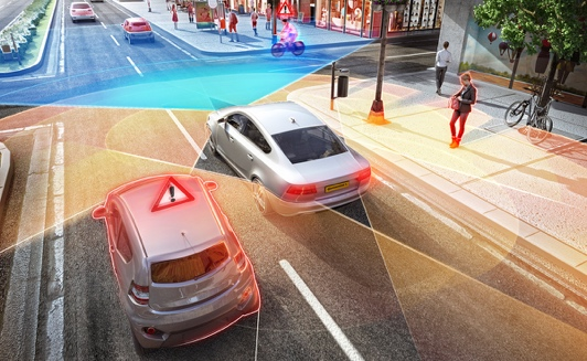 The new radar sensors detect objects such as crossing vehicles, motorcycles and cyclists early and accurately.