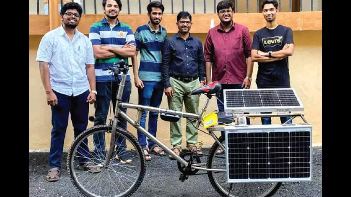 Five engineering students in Goa build solar powered e-cycle