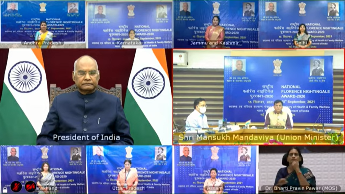 President Kovind confers the National Florence Nightingale award to 51 nurses, midwives