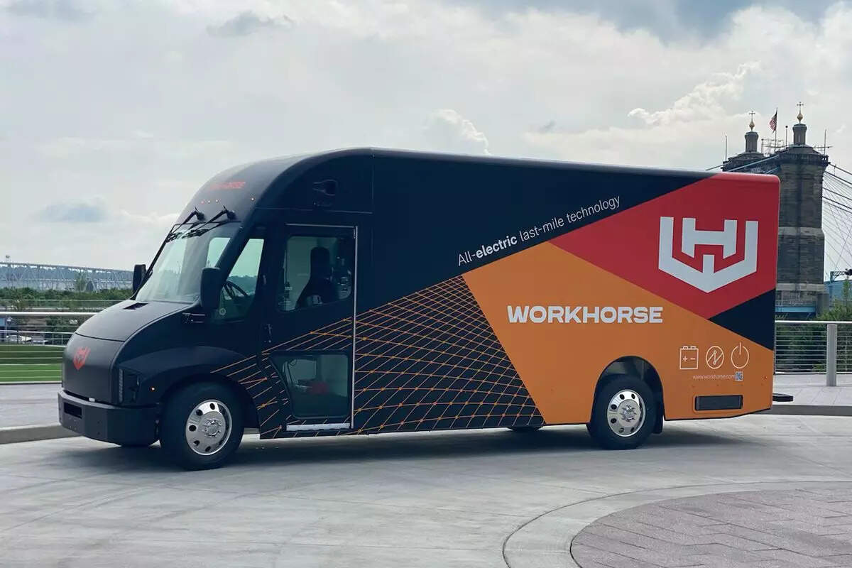 The van has a range of 100 miles and is powered by a 70 kilowatt hour battery.