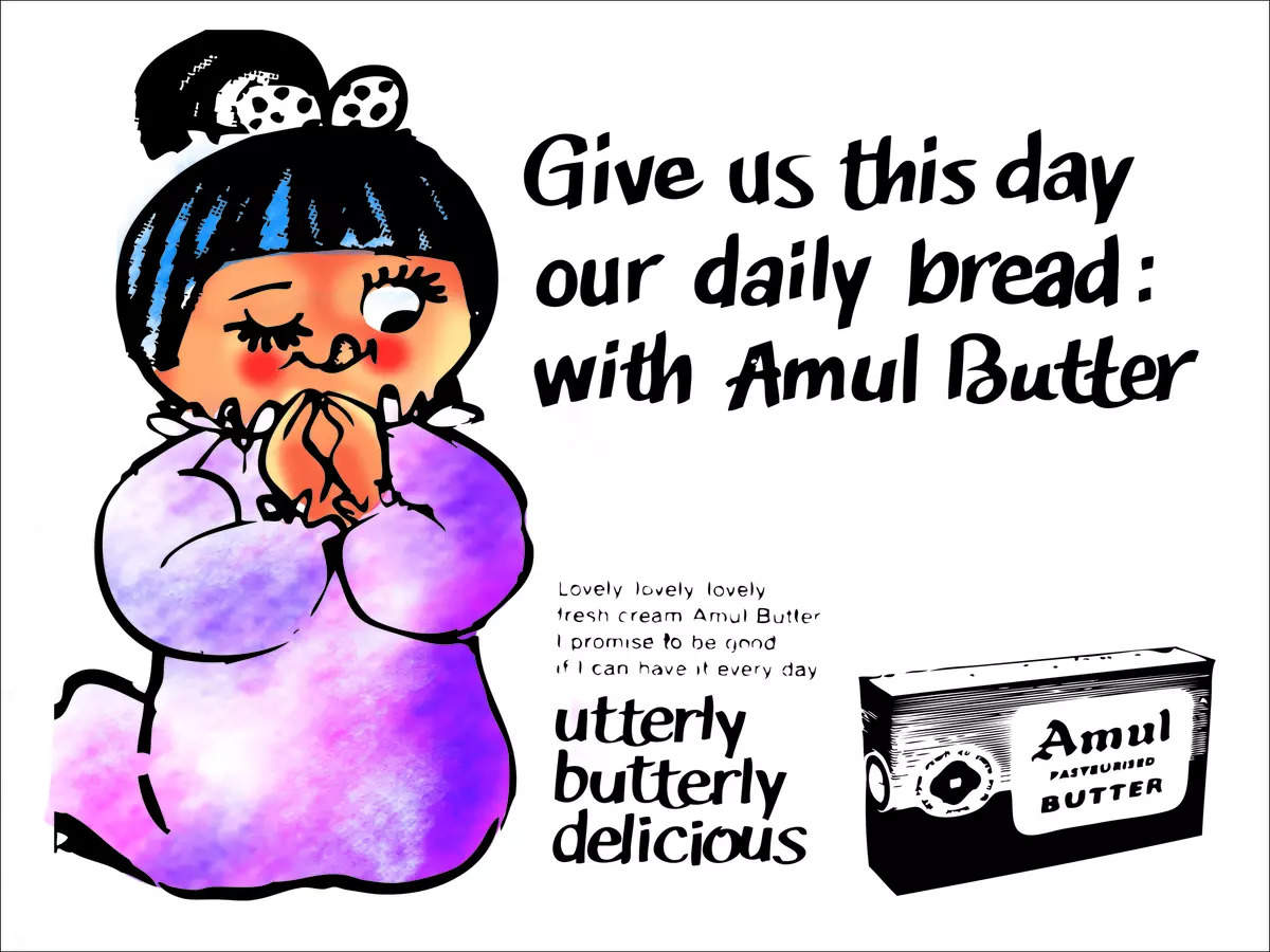 This is the first display presented by the advertising agency, ASP on a hoarding and it is original. Here, the mascot is shown praying by her bedside.  Amul