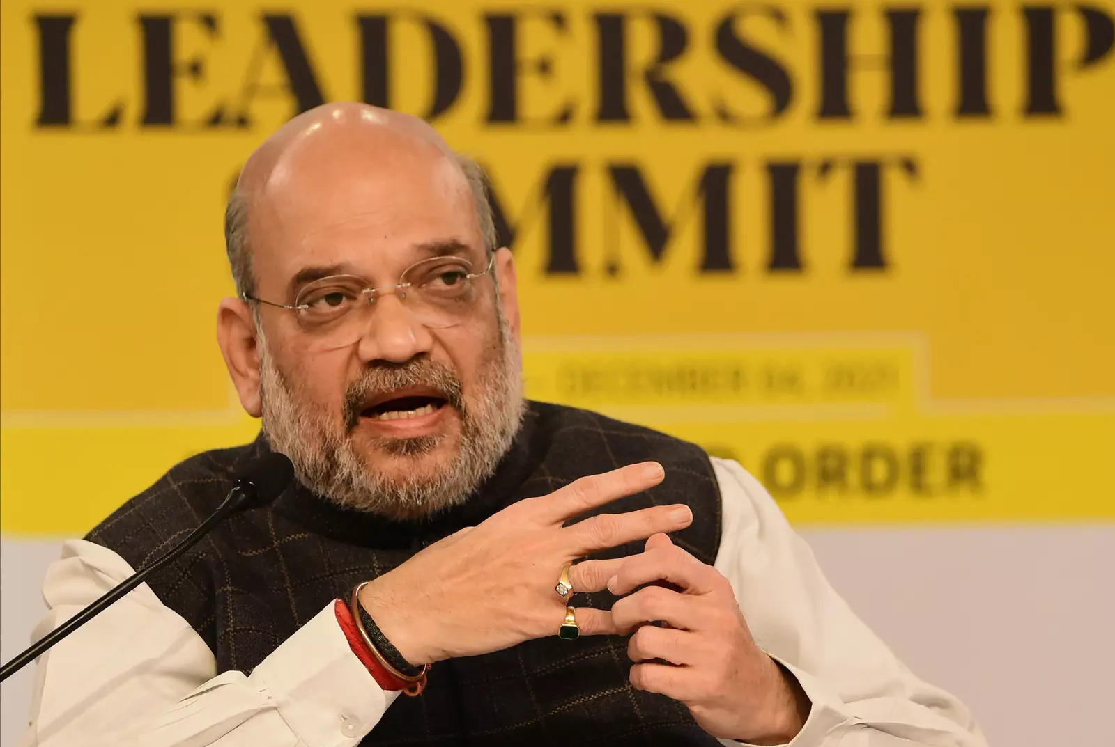 Union Home Minister Amit Shah speaks at the Hindustan Times Leadership Summit, in New Delhi.