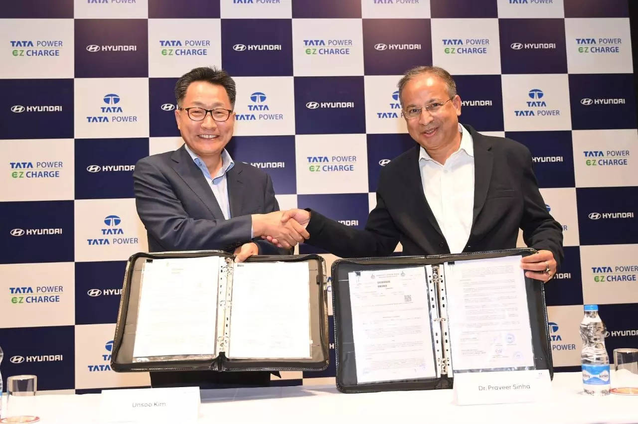  The MoA was signed in the presence of Unsoo Kim, MD & CEO, Hyundai Motor India Limited and Praveer Sinha, CEO & MD, Tata Power at HMIL's Corporate Headquarters in Gurugram, Haryana.