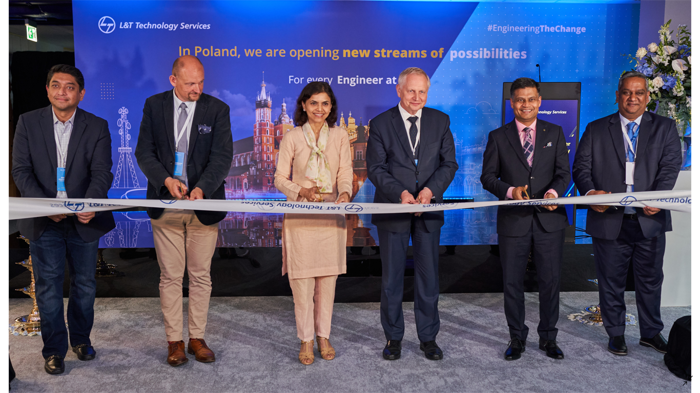  Seen in the picture (from right to left): Jagyan Mishra, Delivery Head (Europe) at LTTS, Abhishek Sinha, Chief Operating Officer and Member of the Board at LTTS, Jerzy Muzyk, Deputy Mayor of the City of Krakow, Her Excellency Nagma Mohamed Mallick, Ambassador of India to the Republic of Poland, Lukasz Słoniowski, President of the Board at Investor Support Krakow and Rajkumar Ravindranathan, Chief Business Officer at LTTS, during the inauguration of the ER&D centre. 